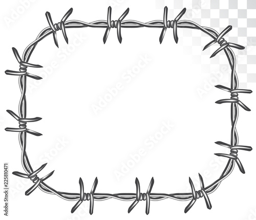 square frame of graphic barbed wire. isolated on transparent background