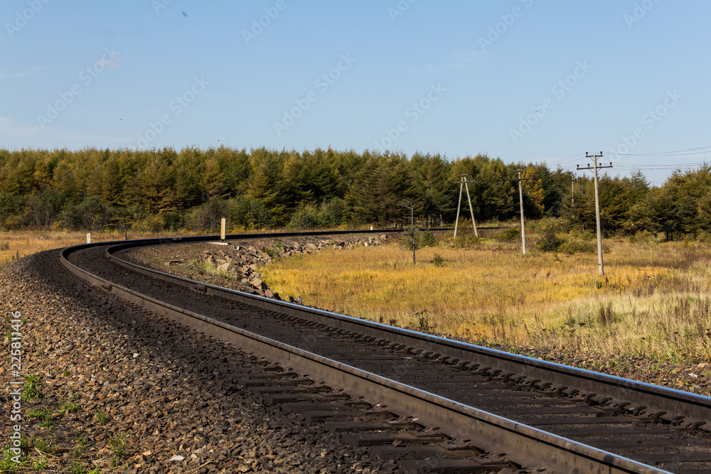 Railway in autumn. Railway in autumn.