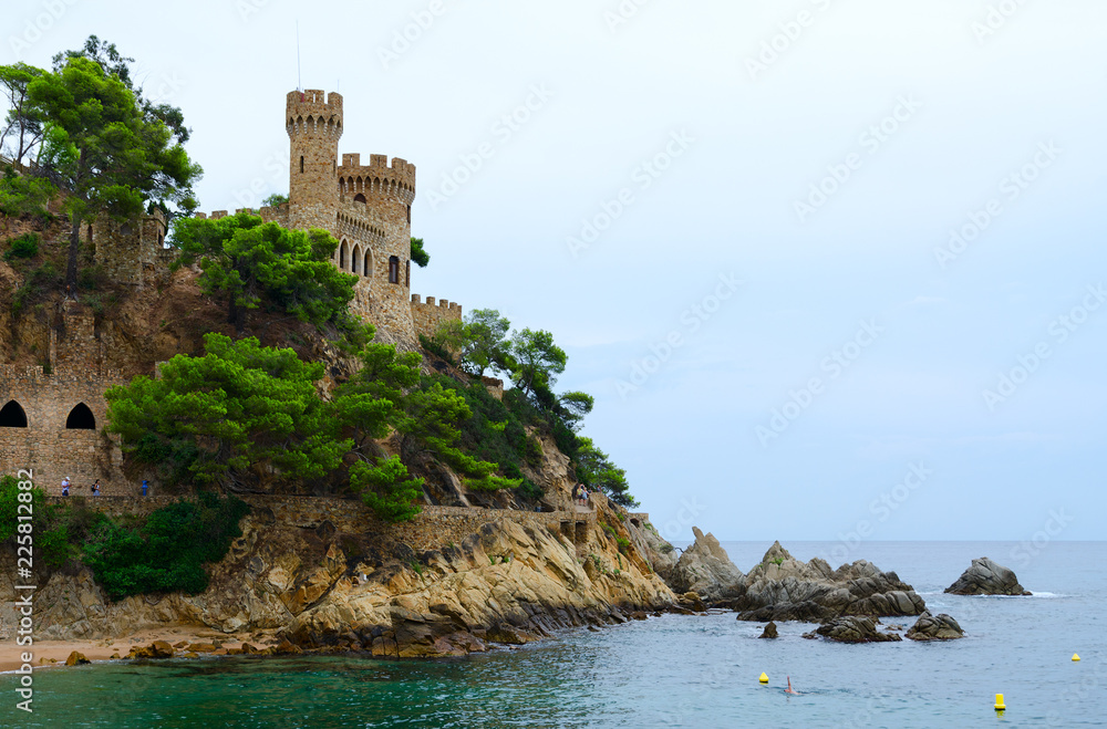 Castle at beach in Lloret de Mar, Costa Brava, Spain