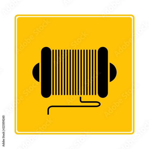 coil of electric cable symbol in yellow background