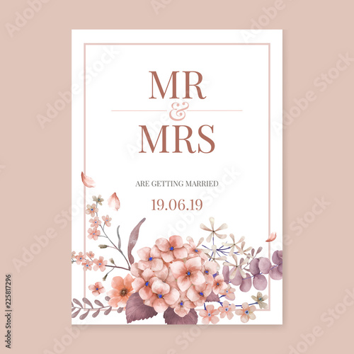 Greetings card with pink and floral theme