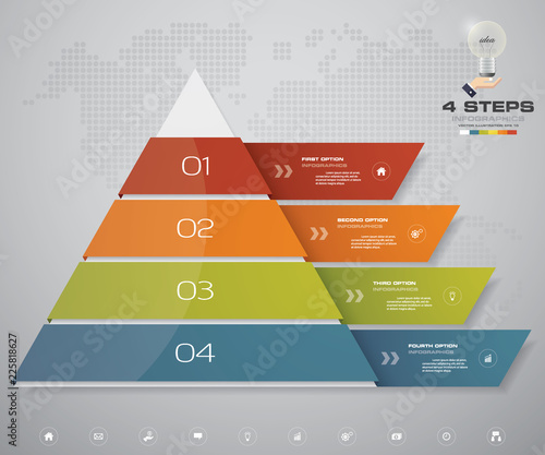 4 steps pyramid with free space for text on each level. infographics, presentations or advertising. EPS10.