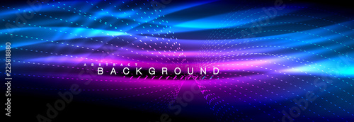 Liquid neon flowing waves, glowing light lines background