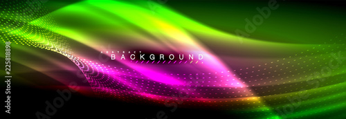 Liquid neon flowing waves, glowing light lines background