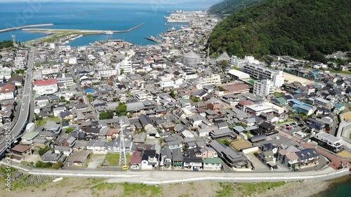愛媛県大洲市長浜, 街並み空撮, カメラ横移動