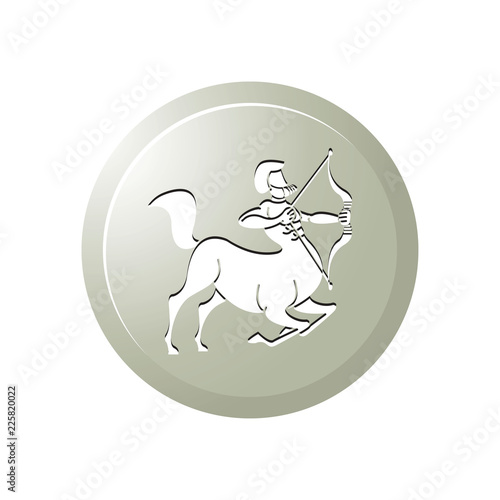 isolated sagittarius zodiac round button vector illustration