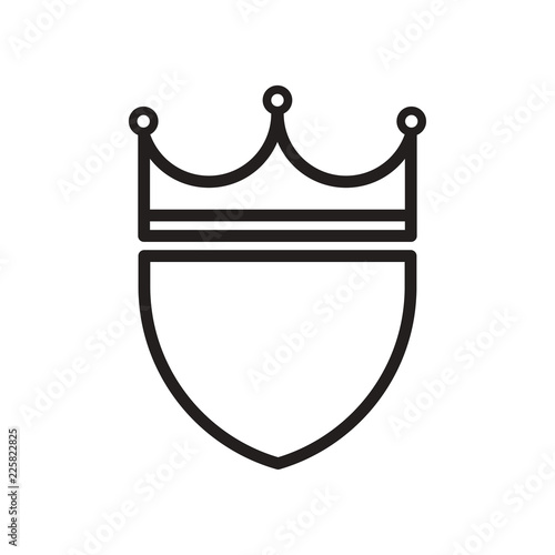 isolated black and white shield with crown vector drawing