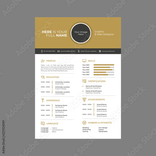 cv design with line icons vector