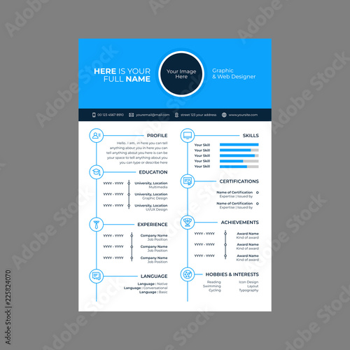 cv design with line icons vector