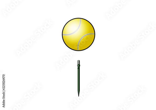 Palla da tennis e rete segnaposto