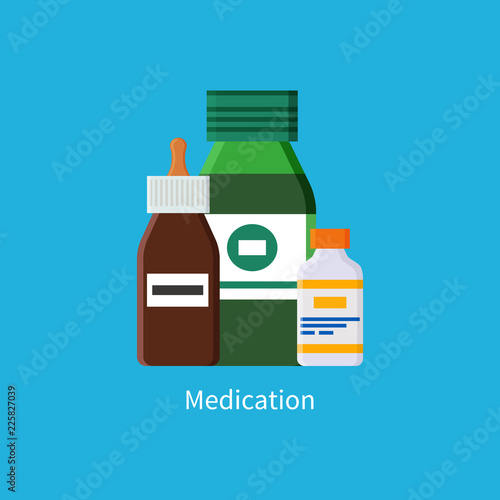 Medication Promo Banner with Full Jars of Liquids photo