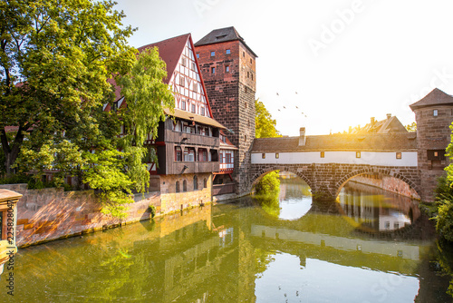 Landscape view on the riverside in Nurnberg, Germany photo