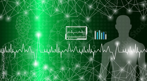 abstract background technology concept in green light,human body heal,technology modern medical science in future and global international medical with tests analysis clone DNA human