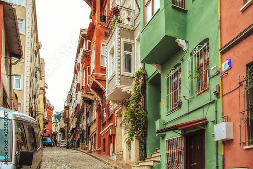 Canvas Print Colorful houses of the Balat district, Istanbul, Turkey.