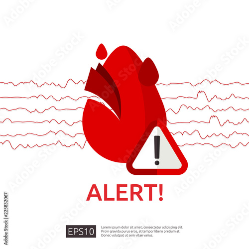 danger heart attack alert symbol. heartbeat or beat pulse icon. heart care cardiology. world heart day concept for banner or poster. Vector illustration.