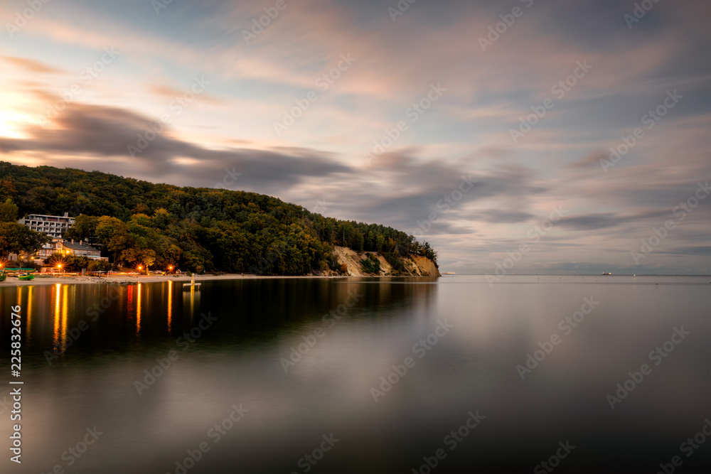 Fototapeta premium A view of the cliff in Gdynia Orłowo in the evening