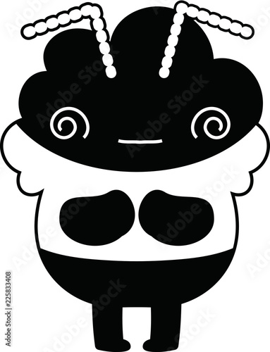 Black Comic cute monster vector