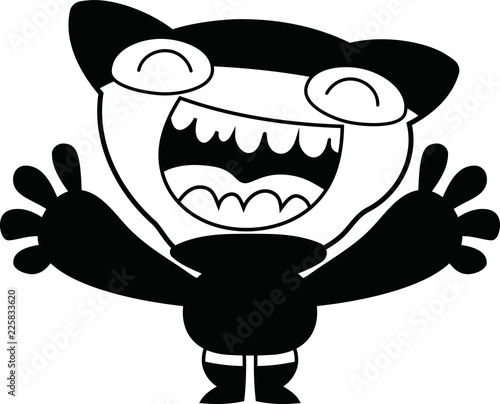 Black Comic cute monster vector