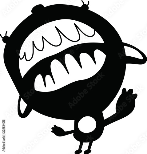 Black Comic cute monster vector