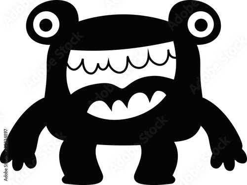 Black Comic cute monster vector