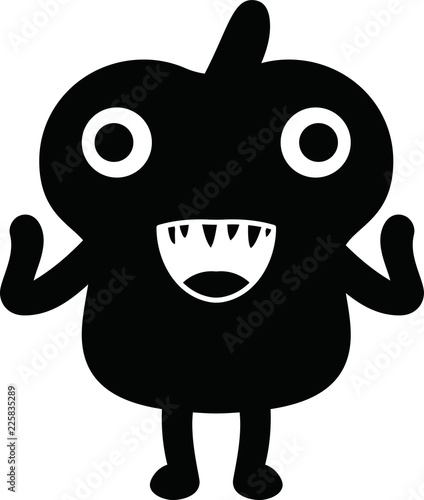 Black Comic cute monster vector