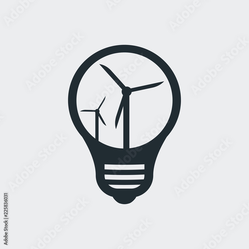 Logotipo bombilla con turbina eólica en fondo gris
