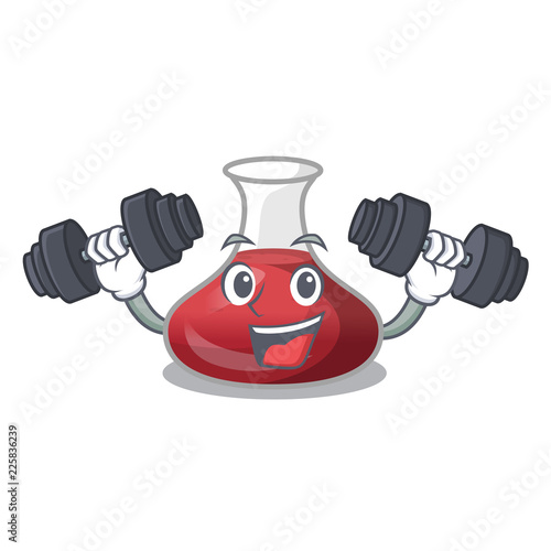 Fitness character glass decanter with red wine
