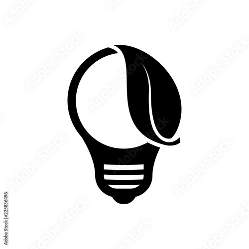 Logotipo bombilla con hoja lateral en color negro