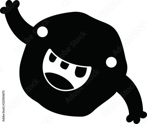 Black Comic cute monster vector