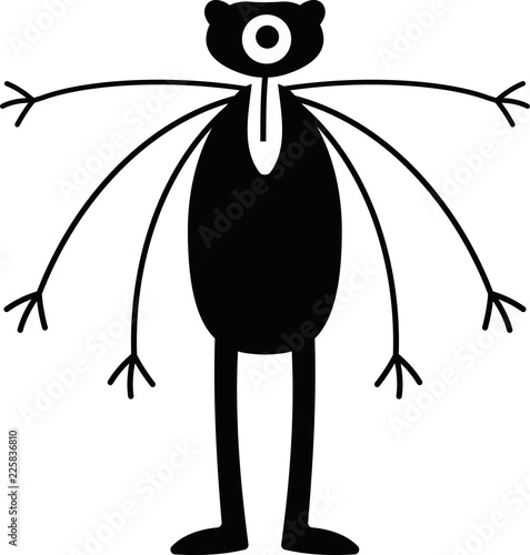Black Comic cute monster vector