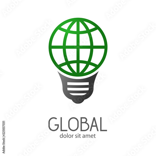 Logotipo GLOBAL con bombilla con mundo en verde y gris