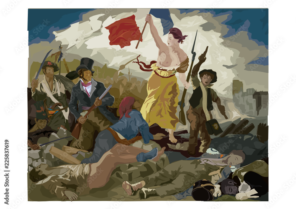 Vecteur Stock La Liberté guidant le peuple Eugène Delacroix Vecteur Adobe Stock