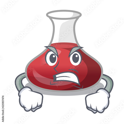 Angry wine decanter on the table cartoon