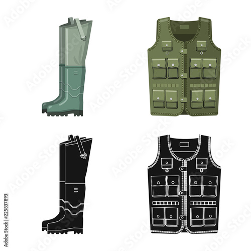 Isolated object of fish and fishing icon. Set of fish and equipment stock vector illustration.