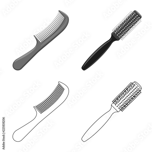 Isolated object of brush and hair logo. Collection of brush and hairbrush stock symbol for web.