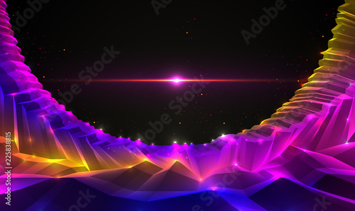 Fantastic space planet terrain vector illustration, cosmos science fiction great 3d design. Usable as abstract background with copy space for title and text.