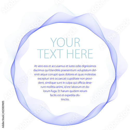 Round frame of flowing smoke. Vector abstract artistic beautiful background with copy space for text. Isolated over white background.