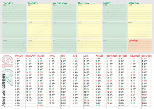 2019 Planning, calendar and agenda photo