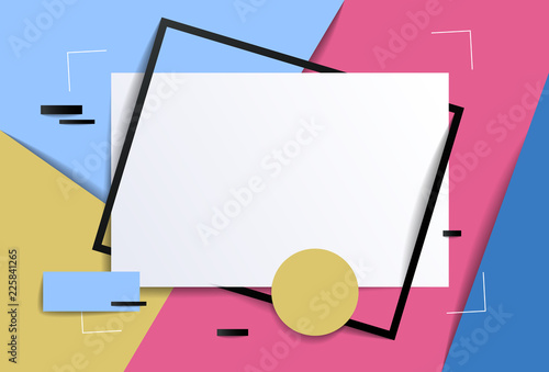 Frame with copy space for text design template, flyer, poster, card, banner, advertising layout, moderate colors and geometric shapes vector modern style paper cut 3d illustration.