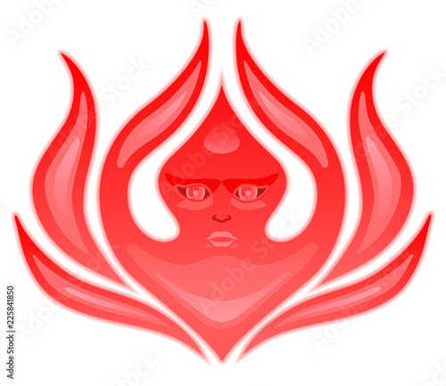 Seraphim, six-winged angel from Bible Book of Revelation. Stylized Seraph. Flaming fire cherub. Vector illustration 