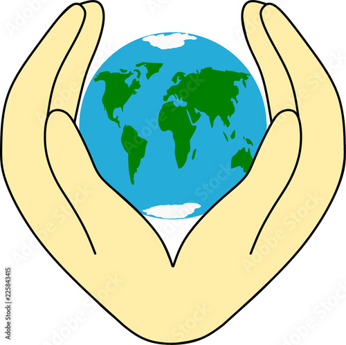 Hände schützen die Erde
