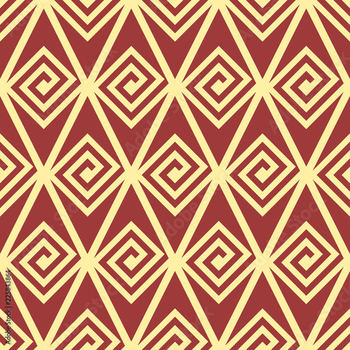 Seamless vector tiled pattern. Fashion textile print with greek design. Greece meander fabric background. Retro colors.