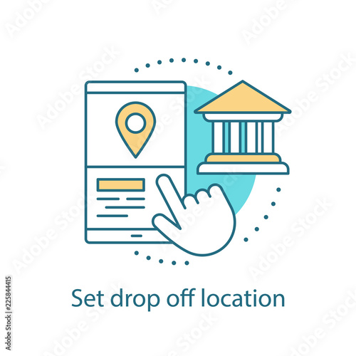 Setting drop off location concept icon