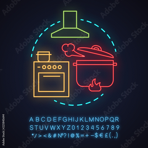 Cafe neon light concept icon