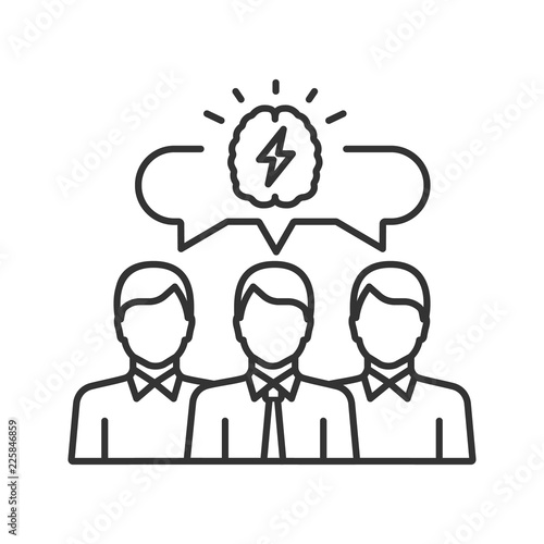 Team brainstorming linear icon