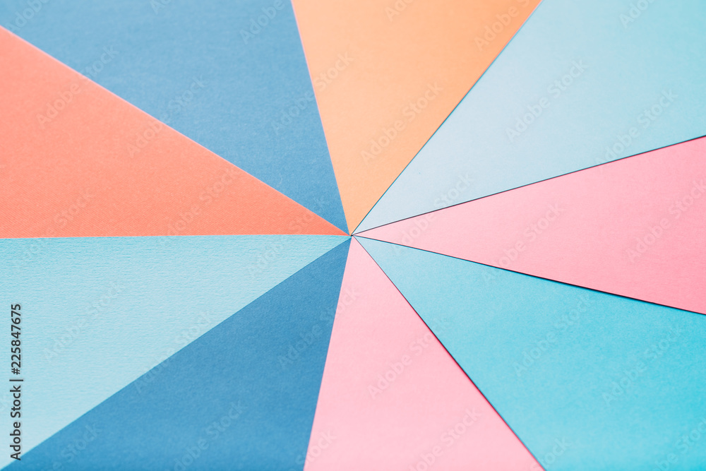 multicolor construction paper combination. abstract geometrical background.  mute unsaturated pastel colors. Stock Photo