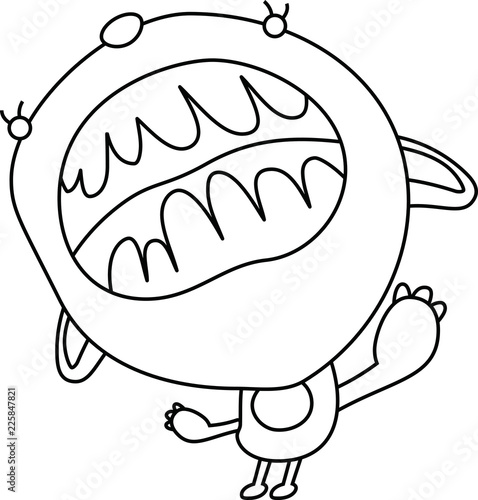 White Comic cute monster vector