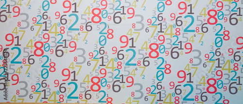 Wall Background of clorfull numbers. from zero to nine. Background with clorfull numbers. Clorfull Numbers texture