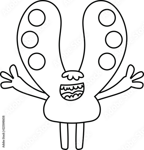 White Comic cute monster vector