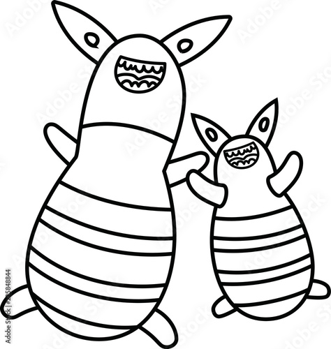 8_White Comic tiny monster vector